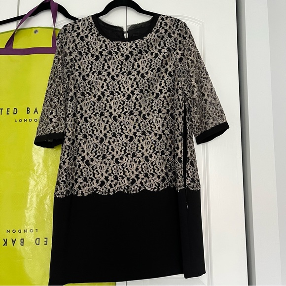 Ted Baker BAAYE Tunic Lace 3/4 Sleeve Cocktail Dress Size 3 (US 8) - Picture 2 of 9